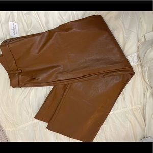 Wide Leg Brown Faux Leather Pants.